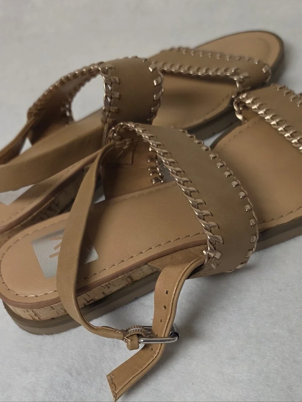 Dolce Vita Tan Chain-Trim Slide Sandals